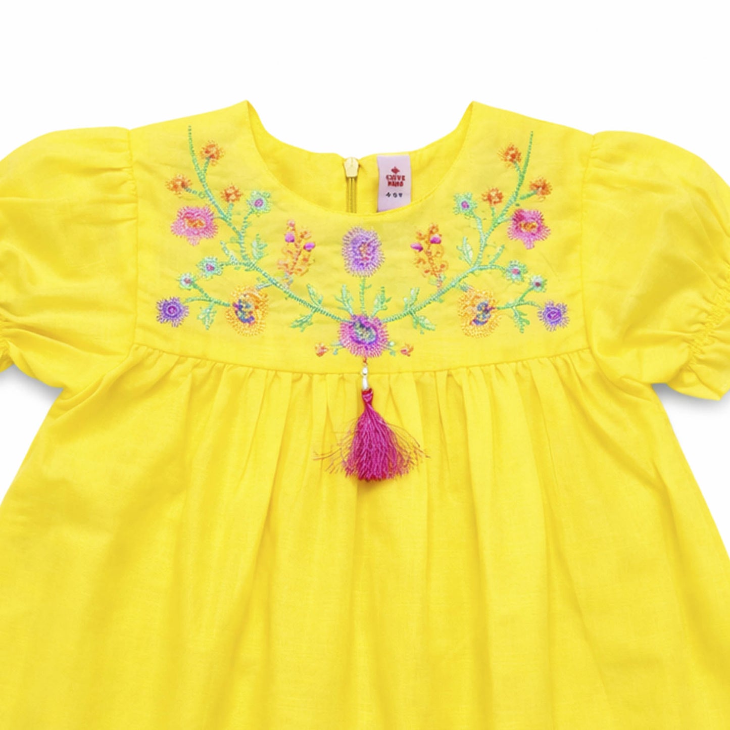 Girls Embroidered Frocks - Yellow