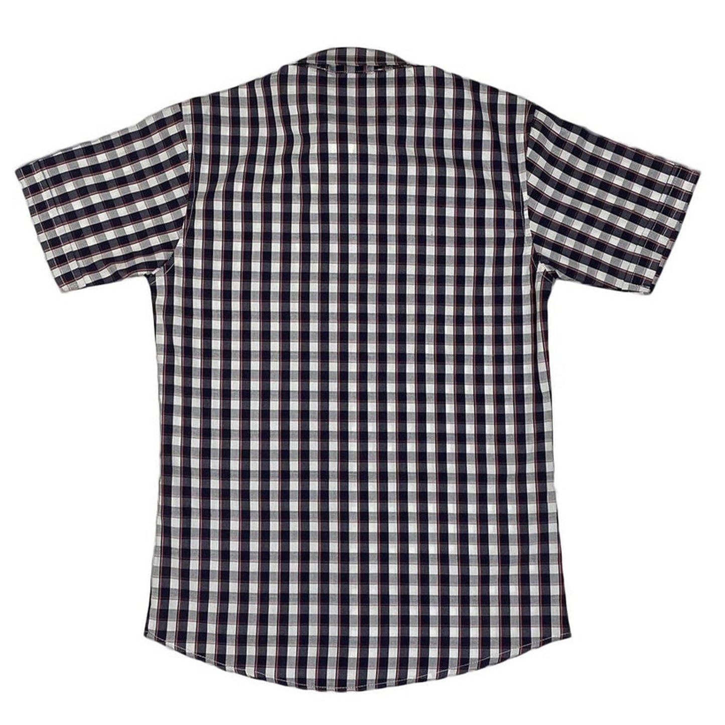 Boys Checkered Cotton Shirt – Navy & White