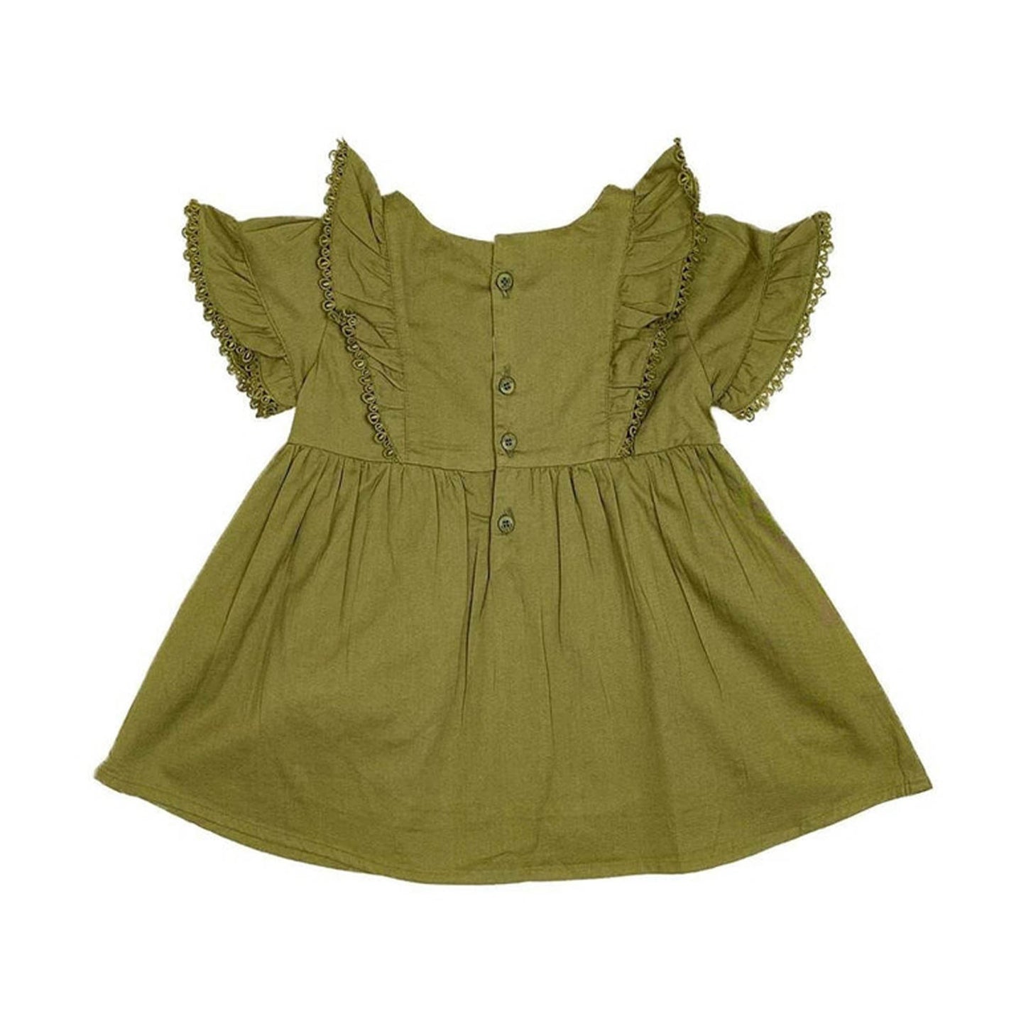 Girls Embroidered Frock - Green