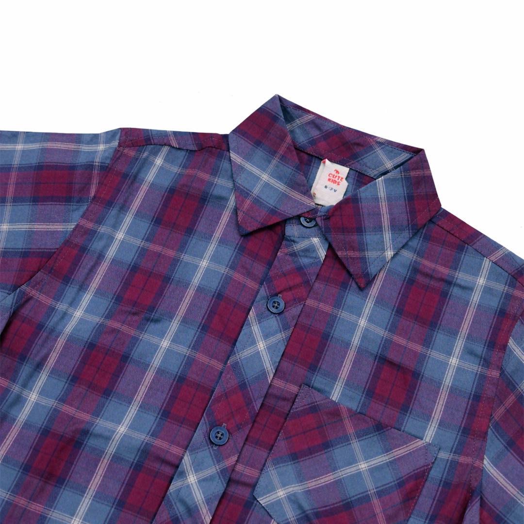 Boys Checkered Shirt – Blue & Red