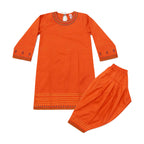 Girls Embroidered Co-ord Set - Orange