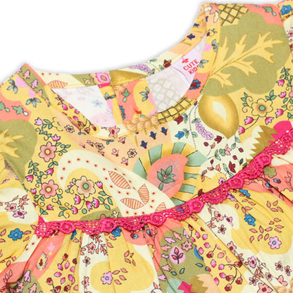 NewBorn Ethnic-Inspired Printed Co-ord Set with Panty – Multicolor