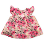 Girls Printed Lawn Frock – Pink Floral