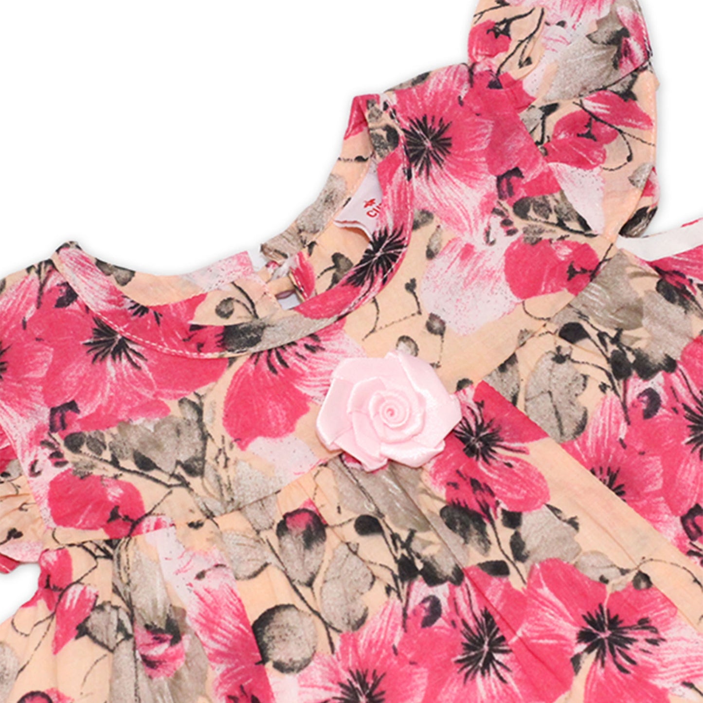 Girls Printed Lawn Frock – Pink Floral