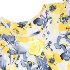 Girls Printed Lawn Frock – Yellow Floral