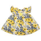 Girls Printed Lawn Frock – Yellow Floral