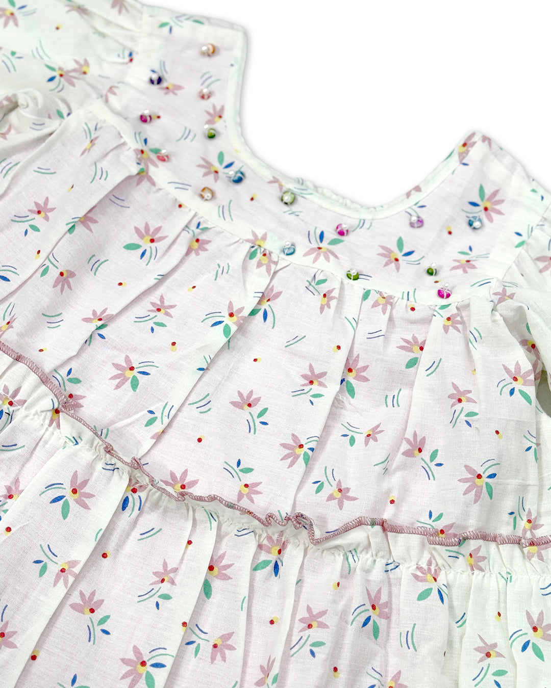 Girls Printed In Of-White Color