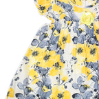 Girls Printed Lawn Frock – Yellow Floral