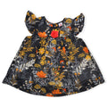 Girls Floral Lawn Frock – Black
