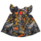 Girls Floral Lawn Frock – Navy
