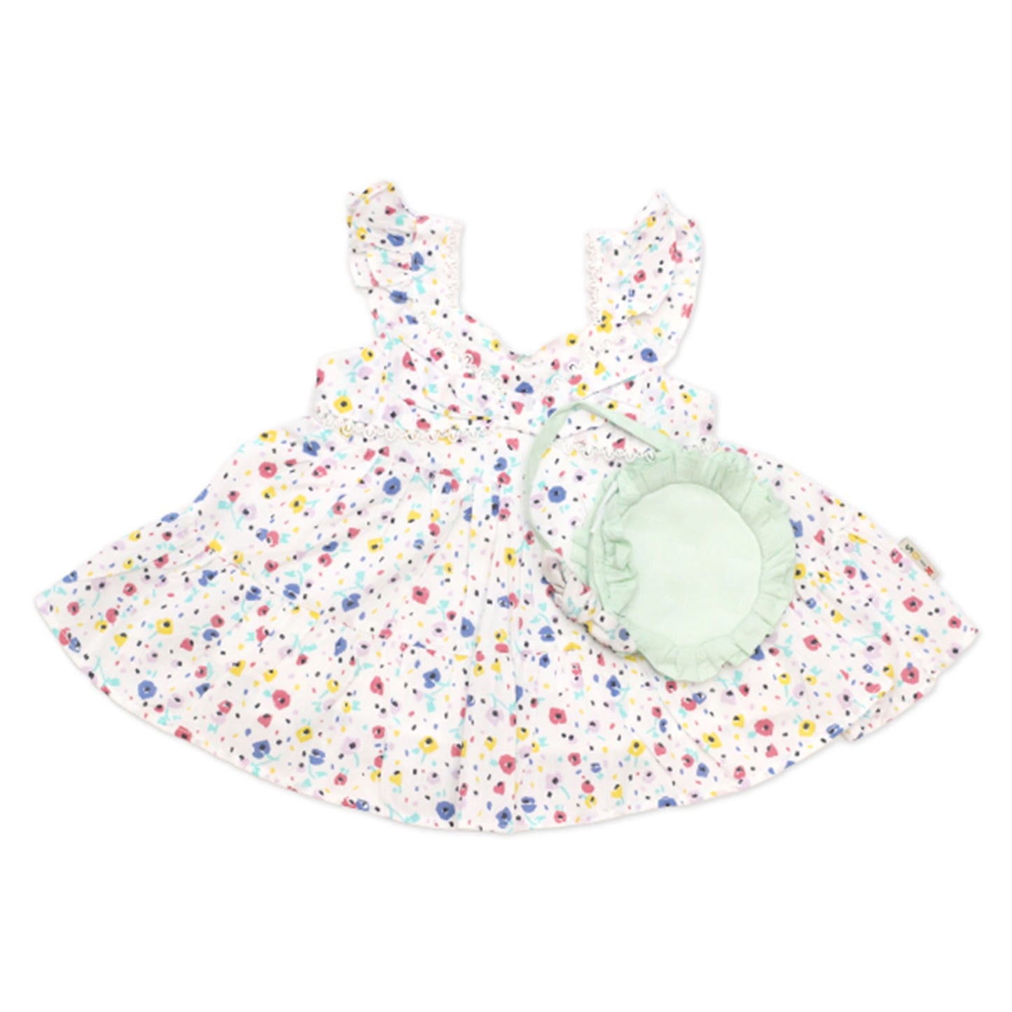 Newborn Floral Printed Co-ord Set with Purse – White & Mint