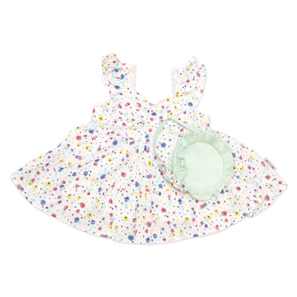 Newborn Floral Printed Co-ord Set with Purse – White & Mint