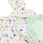 Newborn Floral Printed Co-ord Set with Purse – White & Mint