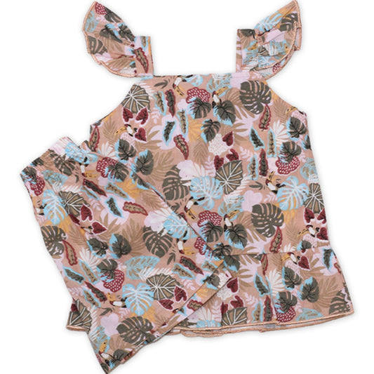 NewBorn Tropical Leaf Printed Co-ord Set – Multicolor