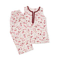 Girls Printed Cotton Co-ord Set – White & Multi-Colored Blooms