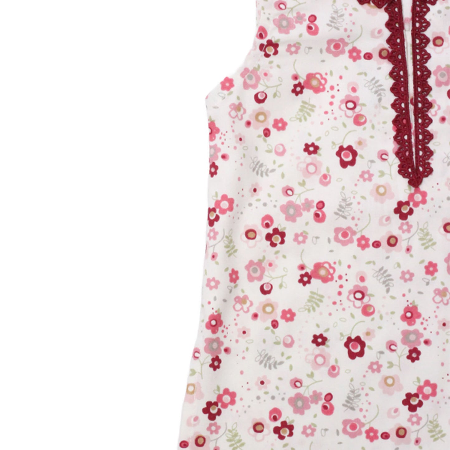 Girls Printed Cotton Co-ord Set – White & Multi-Colored Blooms