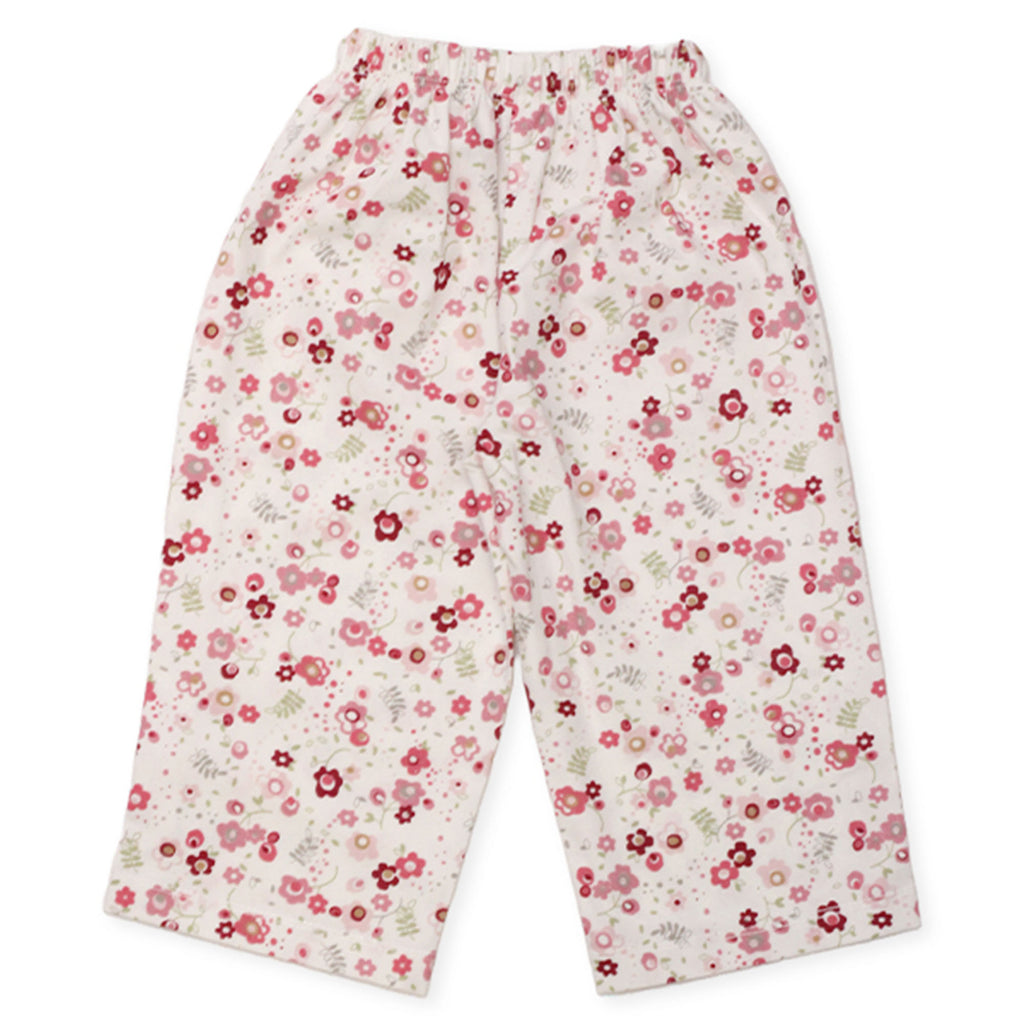Girls Printed Cotton Co-ord Set – White & Multi-Colored Blooms