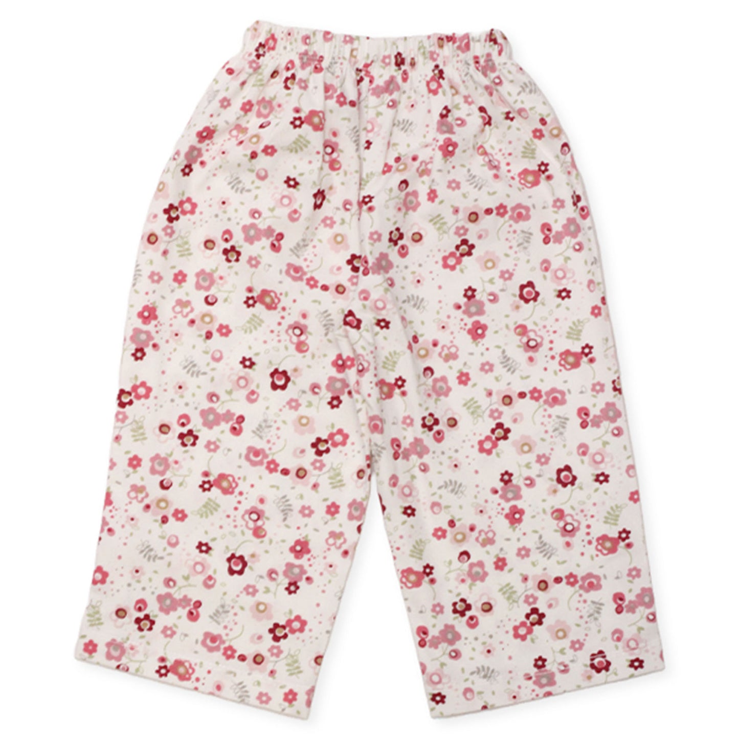 Girls Printed Cotton Co-ord Set – White & Multi-Colored Blooms