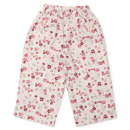 Girls Printed Cotton Co-ord Set – White & Multi-Colored Blooms