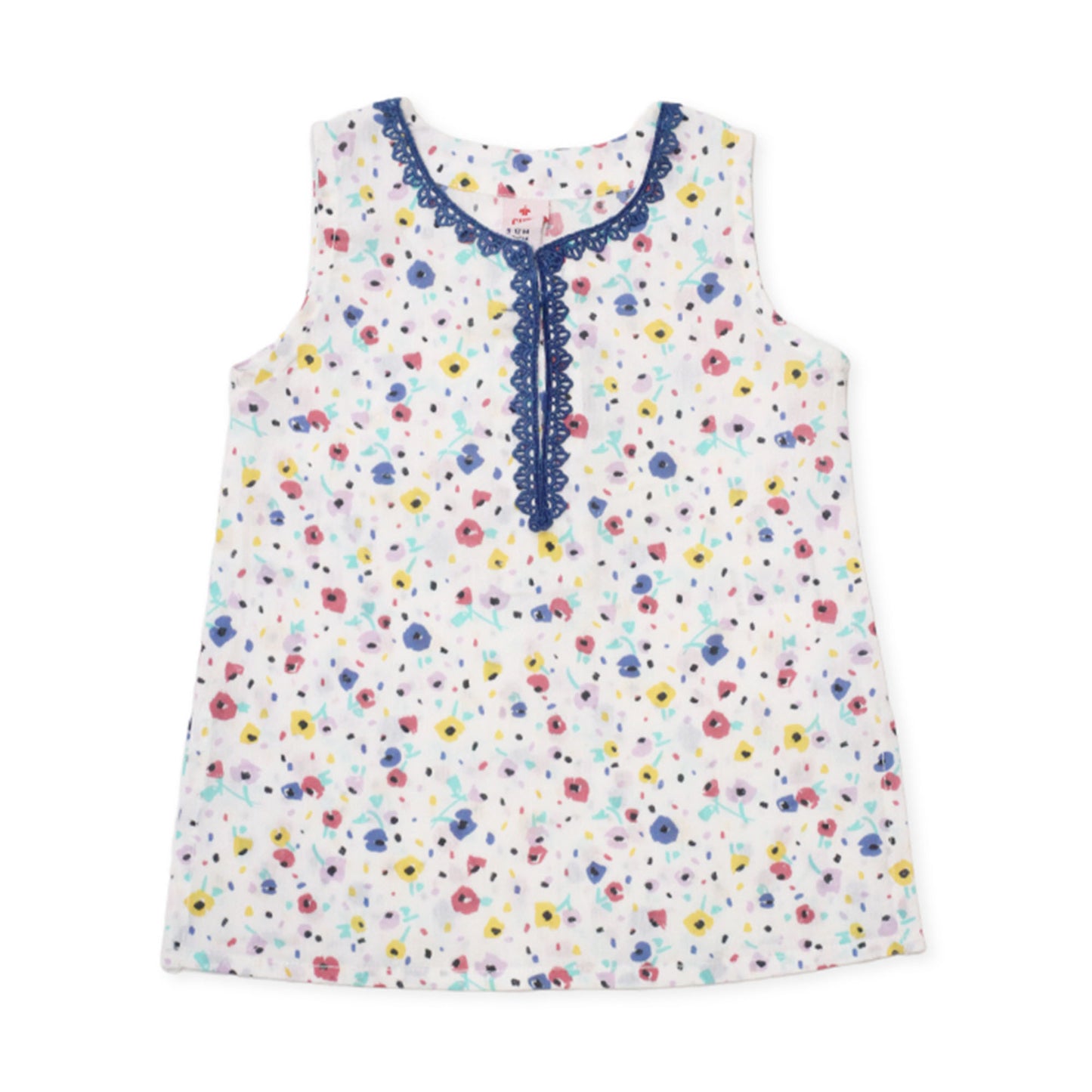 Girls Printed Cotton Co-ord Set – White & Multi
