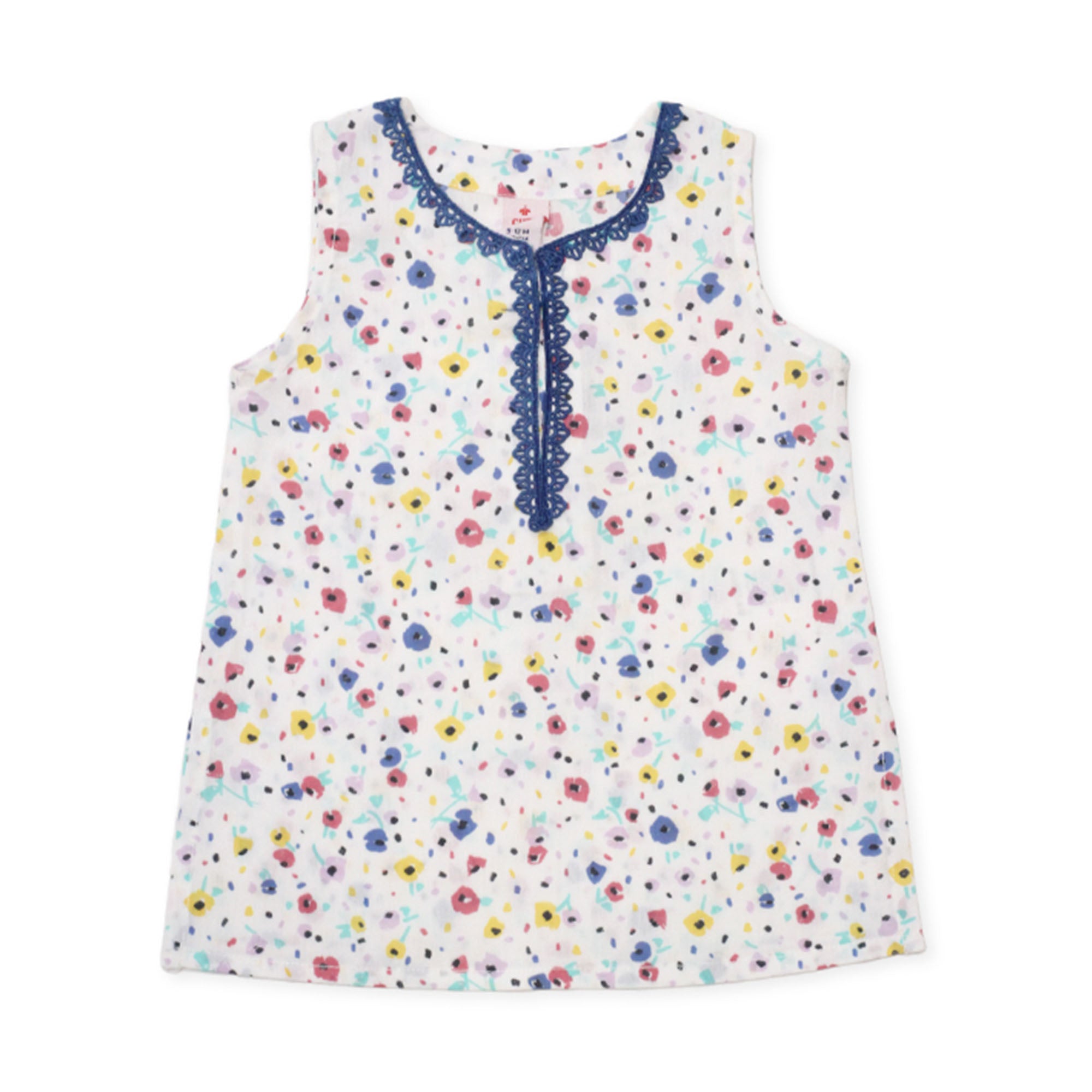 Girls Printed Cotton Co-ord Set – White & Multi