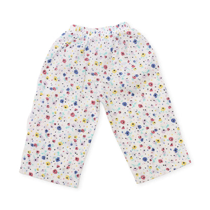 Girls Printed Cotton Co-ord Set – White & Multi