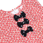 NewBorn Bow Heart Printed & Polka Dot Co-ord Set – Red & Navy