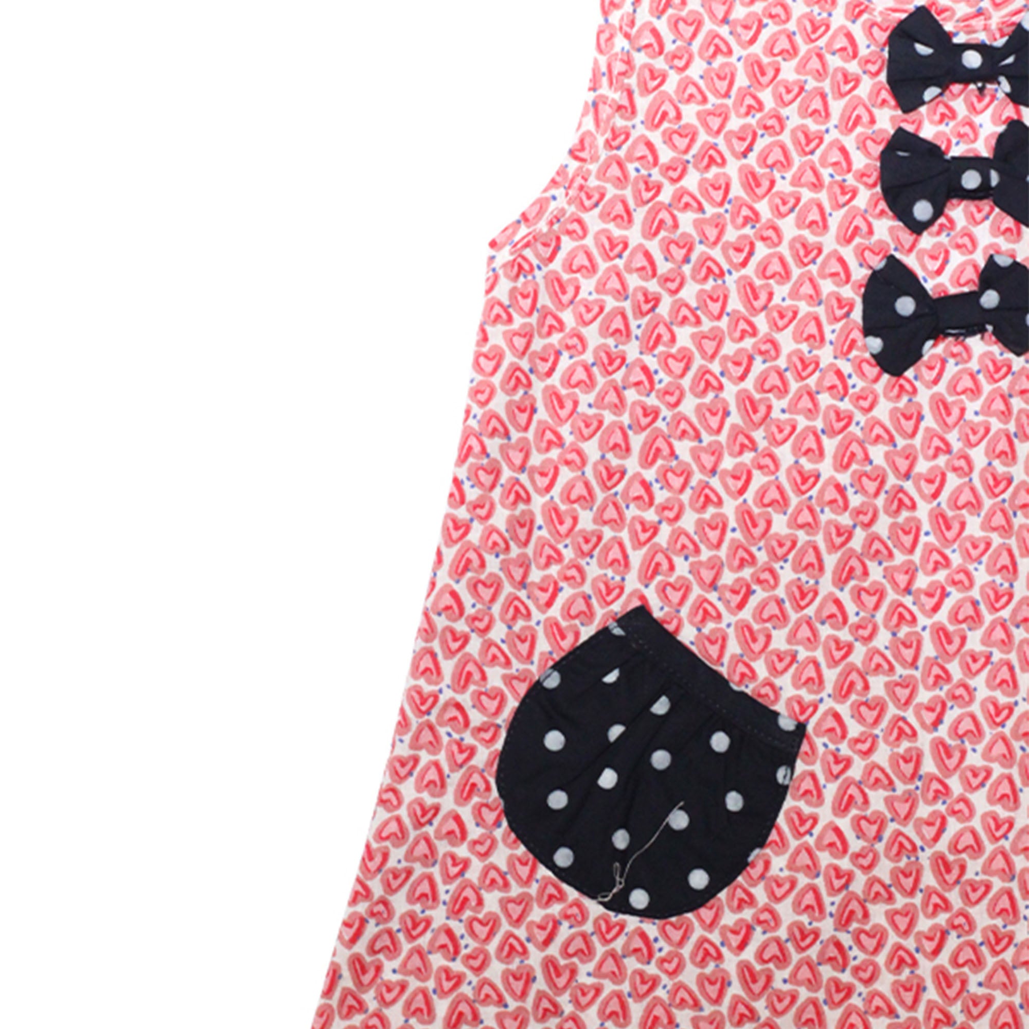 NewBorn Bow Heart Printed & Polka Dot Co-ord Set – Red & Navy