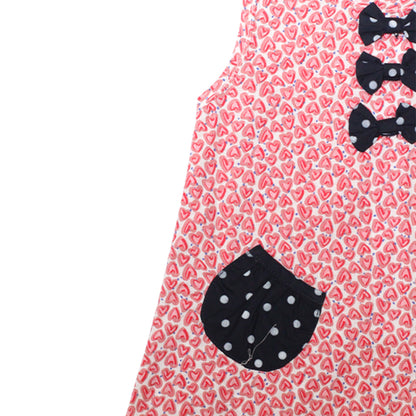 NewBorn Bow Heart Printed & Polka Dot Co-ord Set – Red & Navy