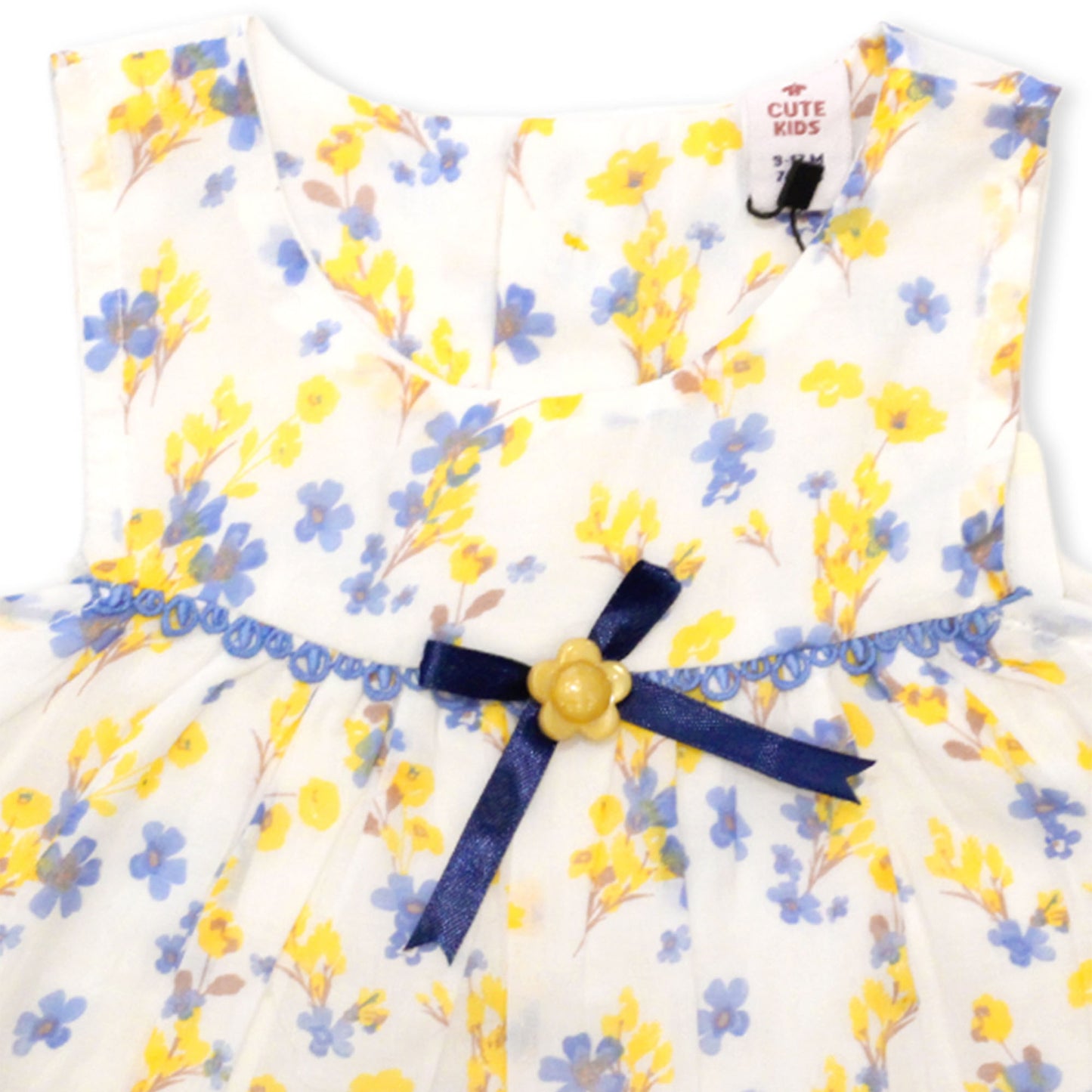 NewBorn Floral Printed Co-ord Set with Panty – White, Yellow & Blue