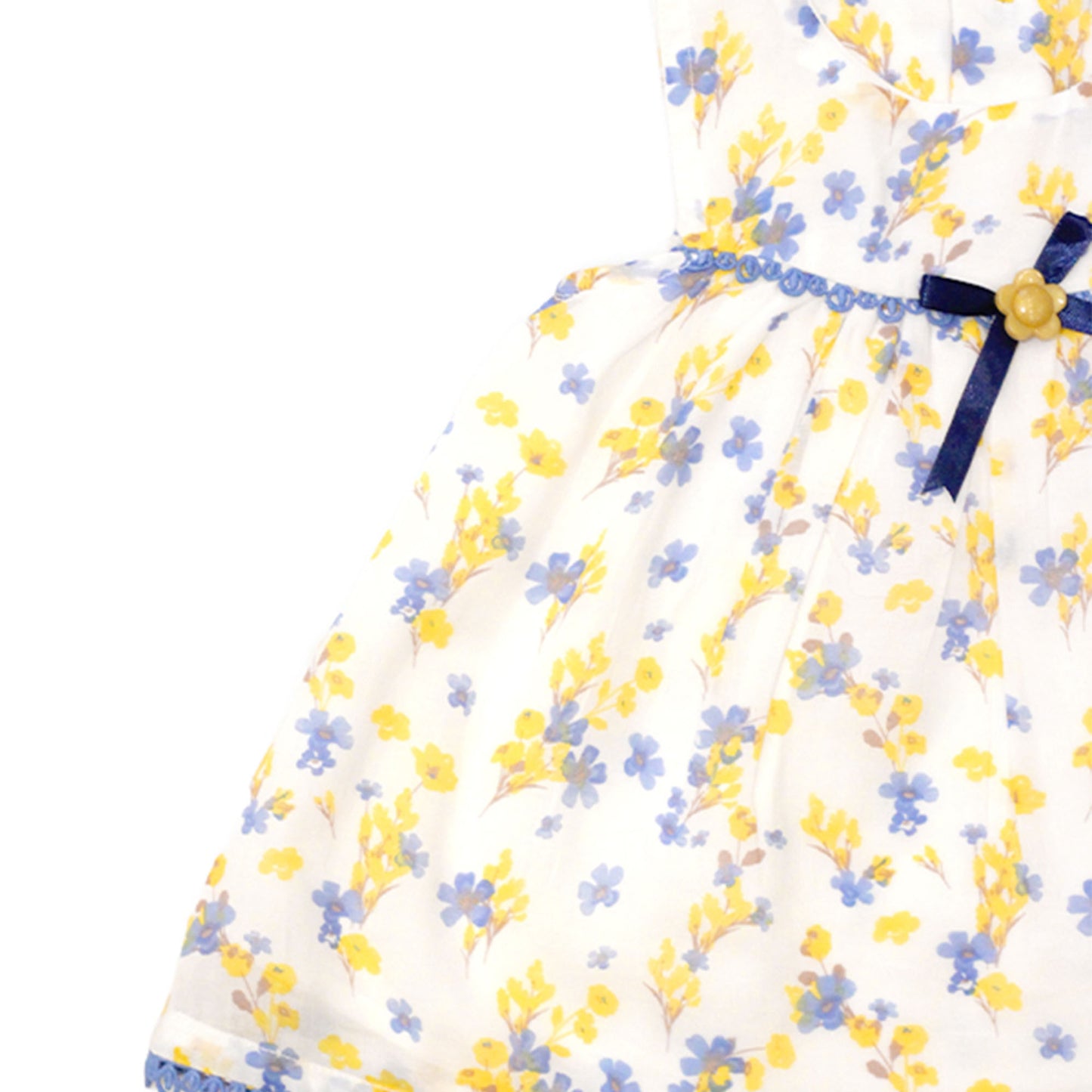 NewBorn Floral Printed Co-ord Set with Panty – White, Yellow & Blue