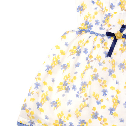 NewBorn Floral Printed Co-ord Set with Panty – White, Yellow & Blue