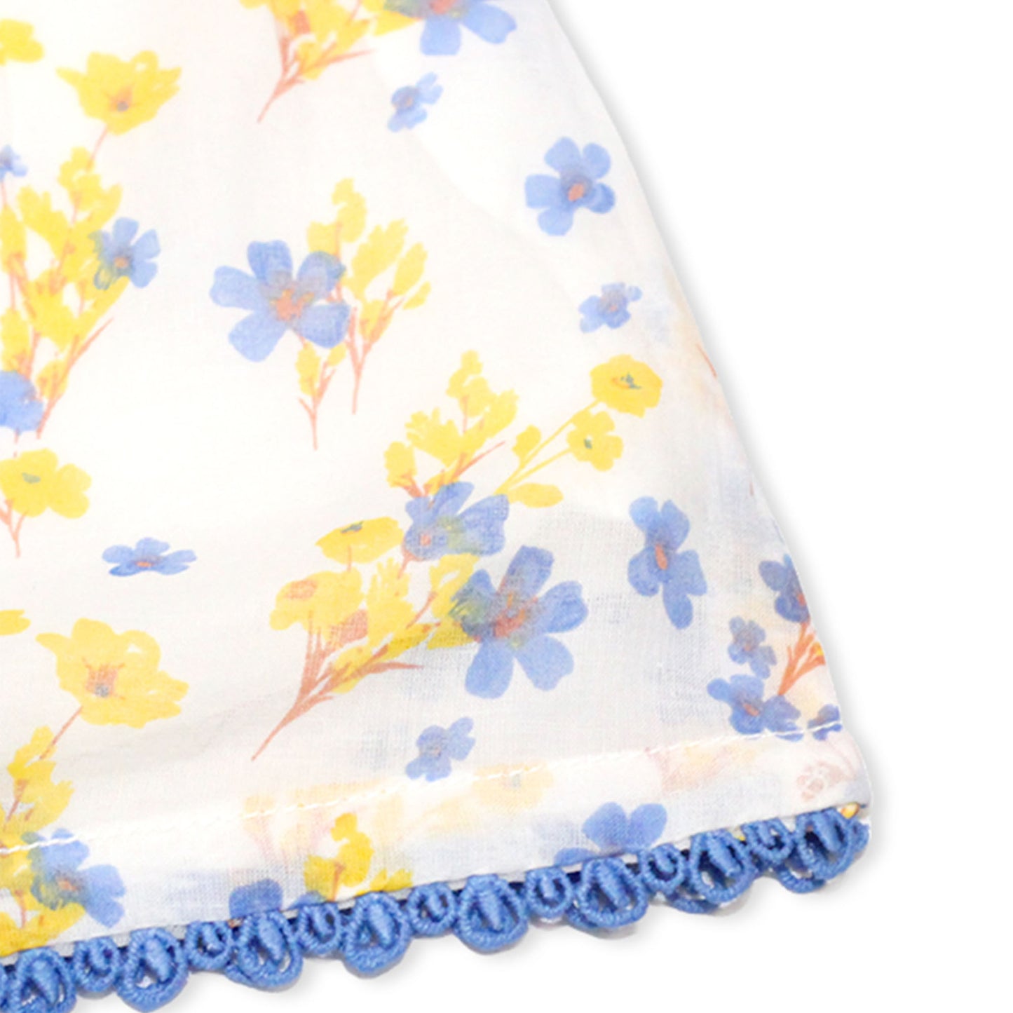 NewBorn Floral Printed Co-ord Set with Panty – White, Yellow & Blue