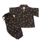 Girls Printed Co-ord Set – Black & Mustard