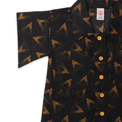 Girls Printed Co-ord Set – Black & Mustard