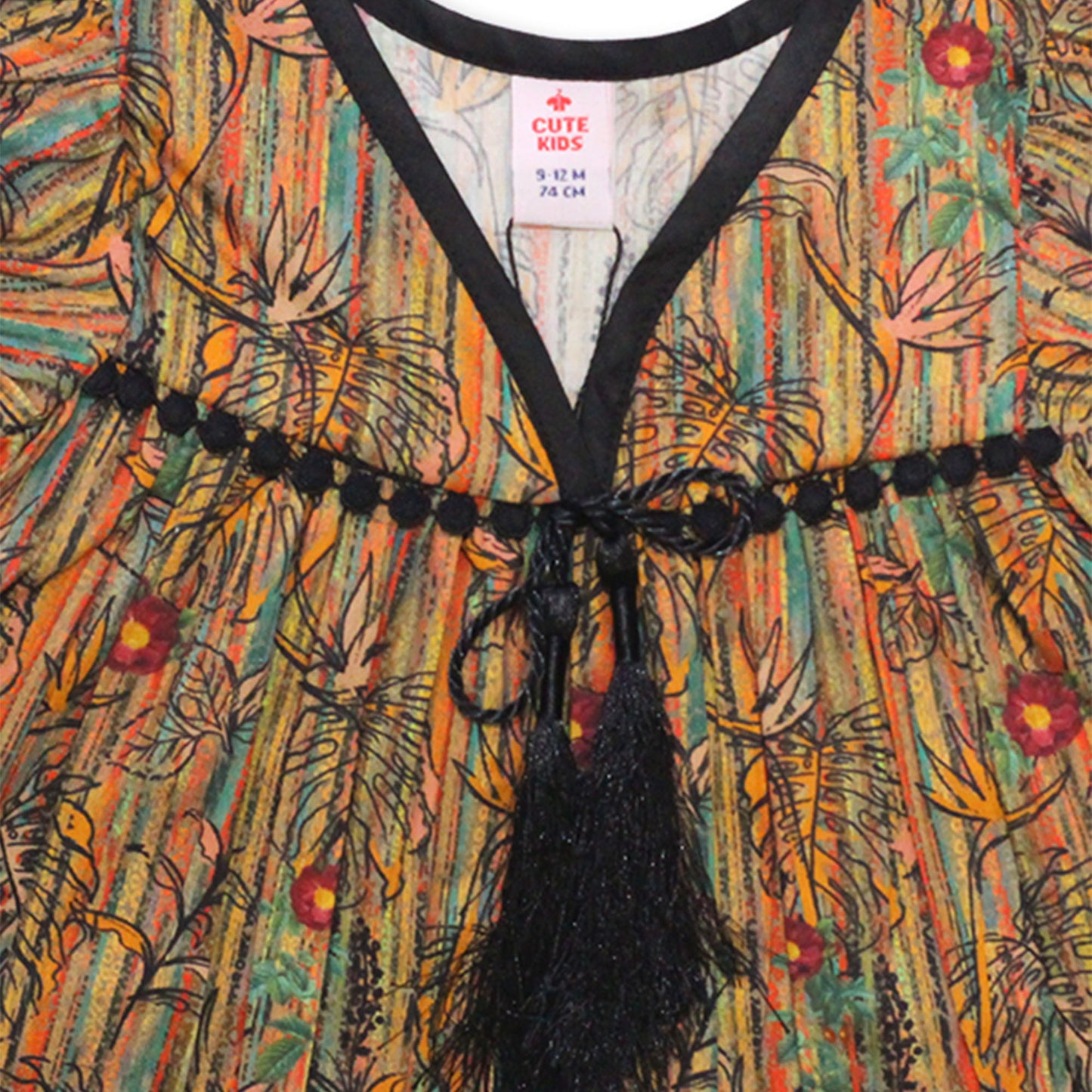 Girls Ethnic-Inspired Printed Top – Brown Multicolor