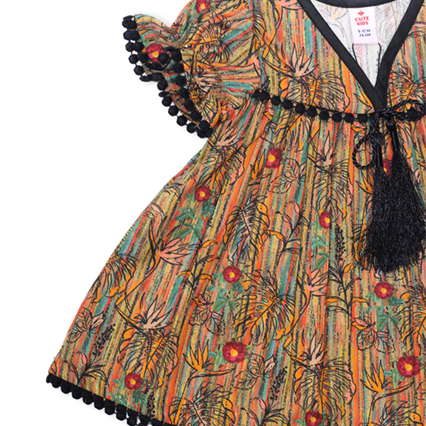 Girls Ethnic-Inspired Printed Top – Brown Multicolor