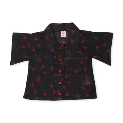 Girls Printed Co-ord Set – Black & Red