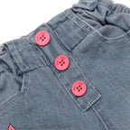 Girls Bow Printed Jeans - Mid Shade