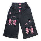 Girls Bow Printed Jeans - Dark Shade