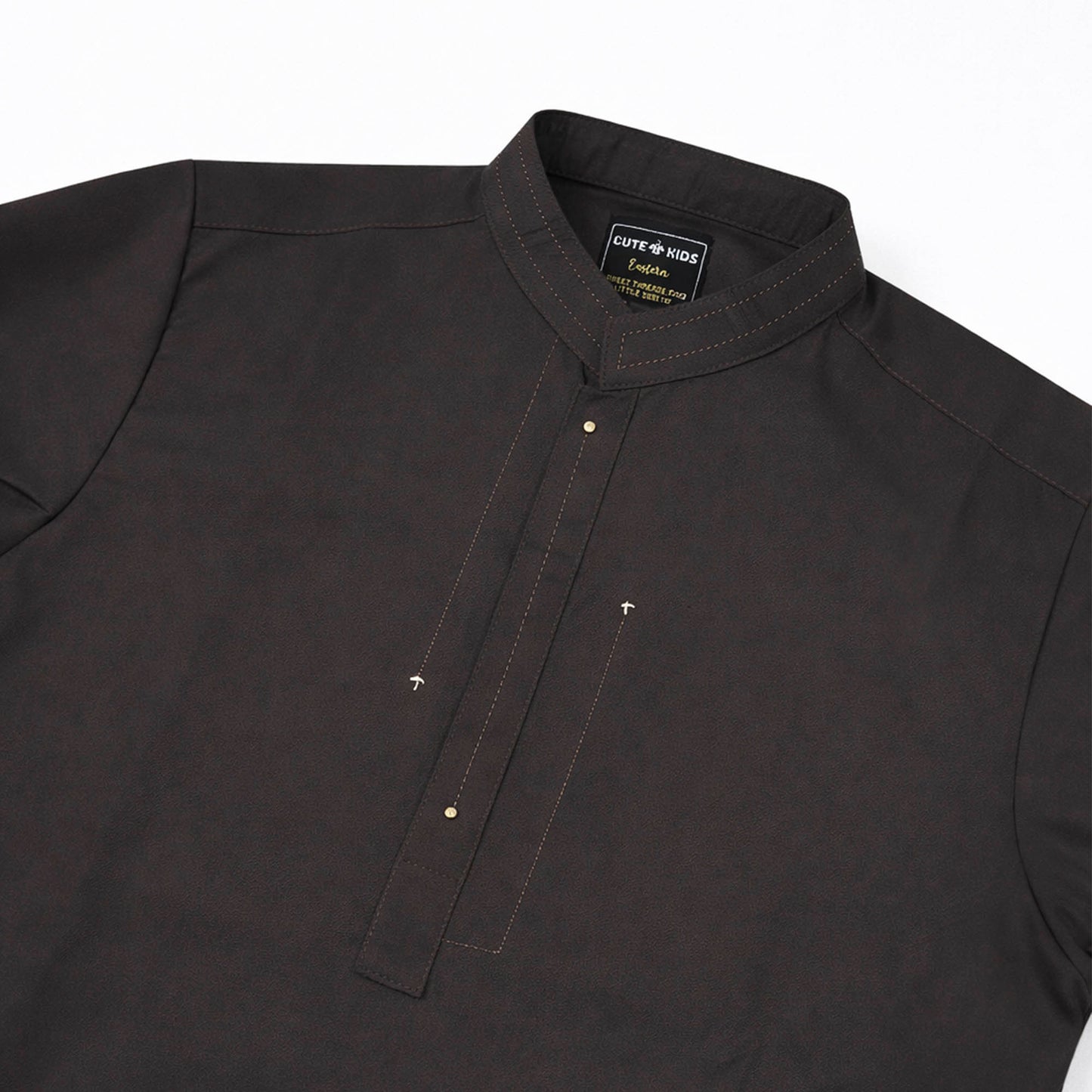 Boys Embroidered Shalwar Suits - Chocolate Brown