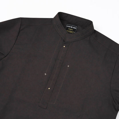 Boys Embroidered Shalwar Suits - Chocolate Brown