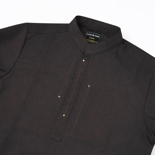 Boys Embroidered Shalwar Suits - Chocolate Brown