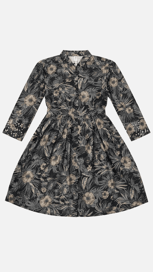 Girls Frock Pearls In Black Color