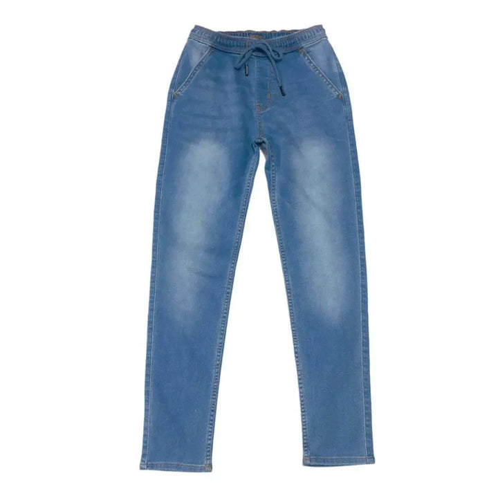 Boys Denim Joggers - Light Wash - Cute Kids