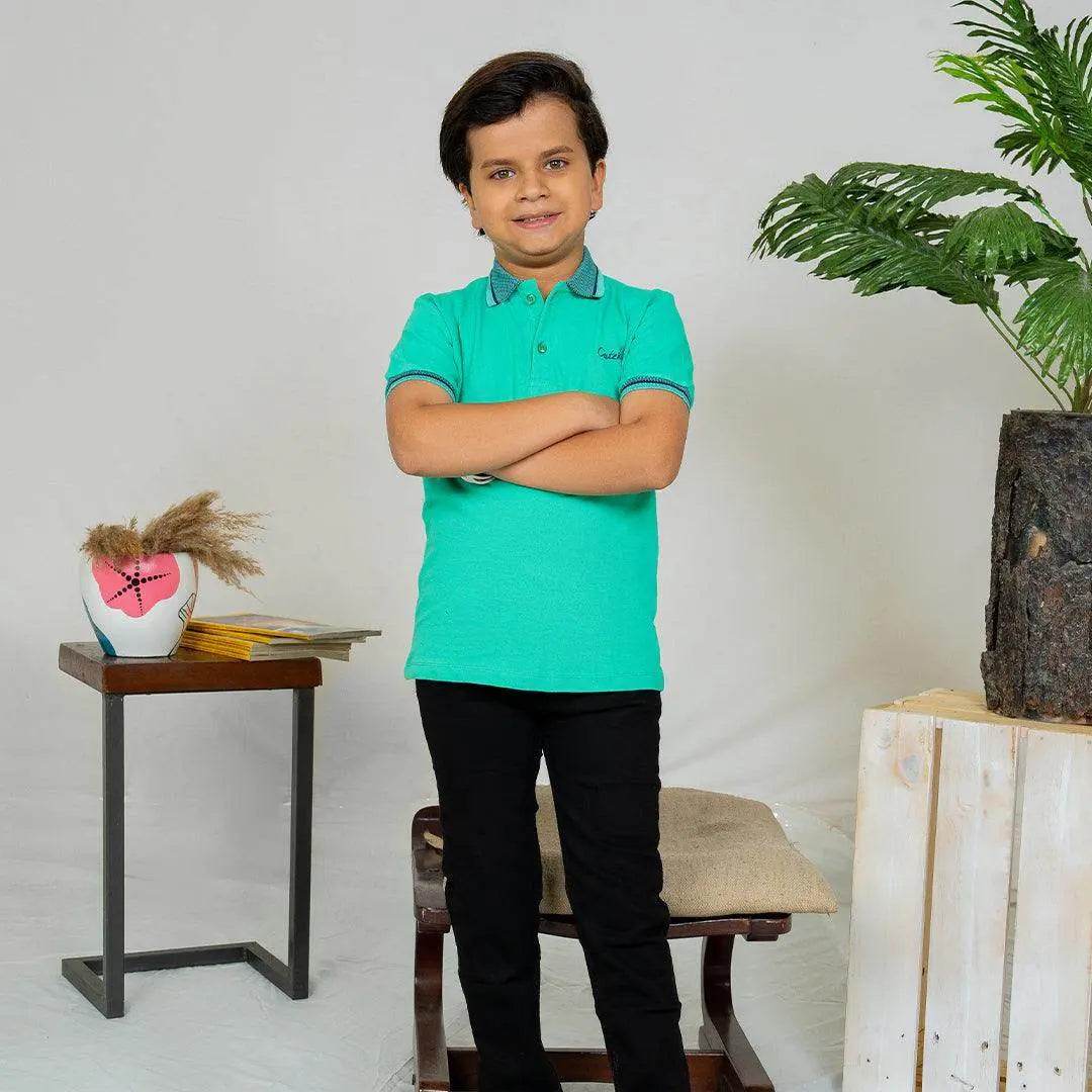 Logo Embroided Polo-Green - Cute Kids