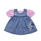 Newborn Embroidered  Denim Frock - Mid Blue