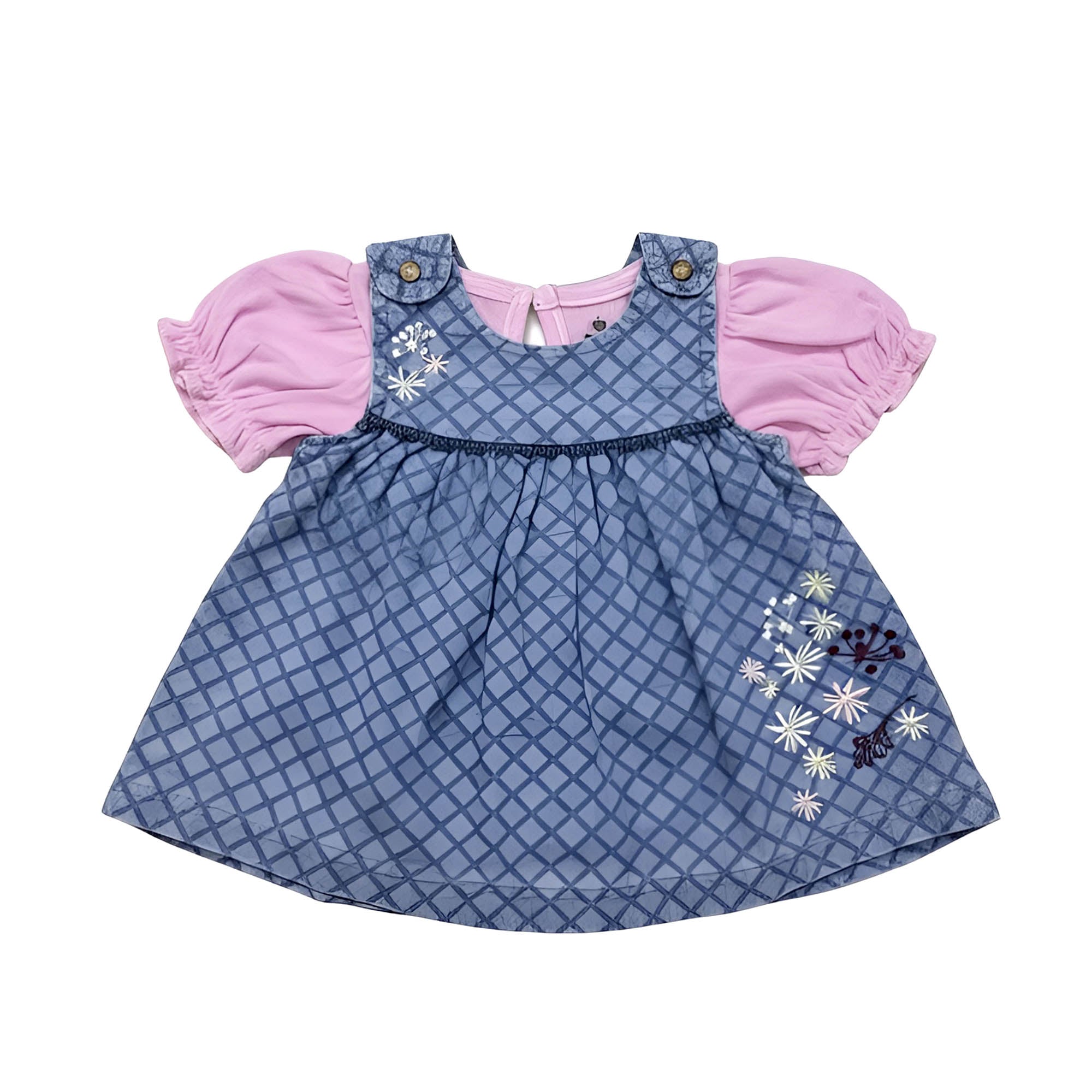 Newborn embroidered  Frock - M.Blue