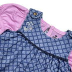 Newborn Embroidered  Denim Frock - Mid Blue