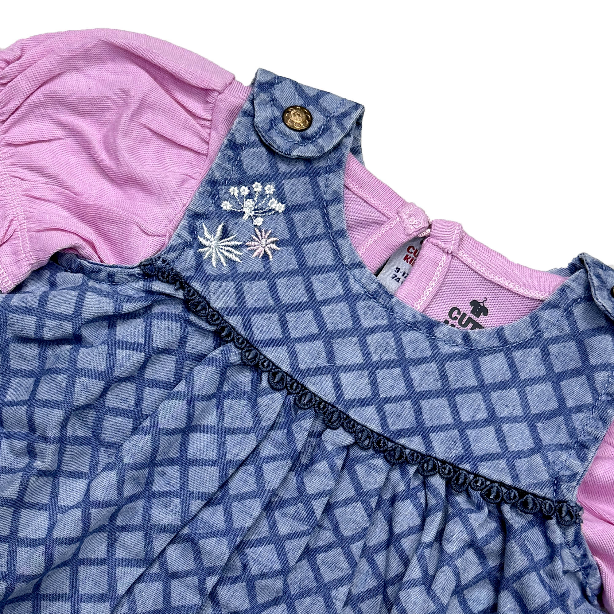 Newborn embroidered  Frock - M.Blue